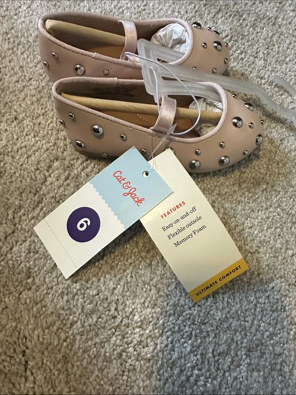 Cat & Jack Light Pink Studded Mary Jane Flats